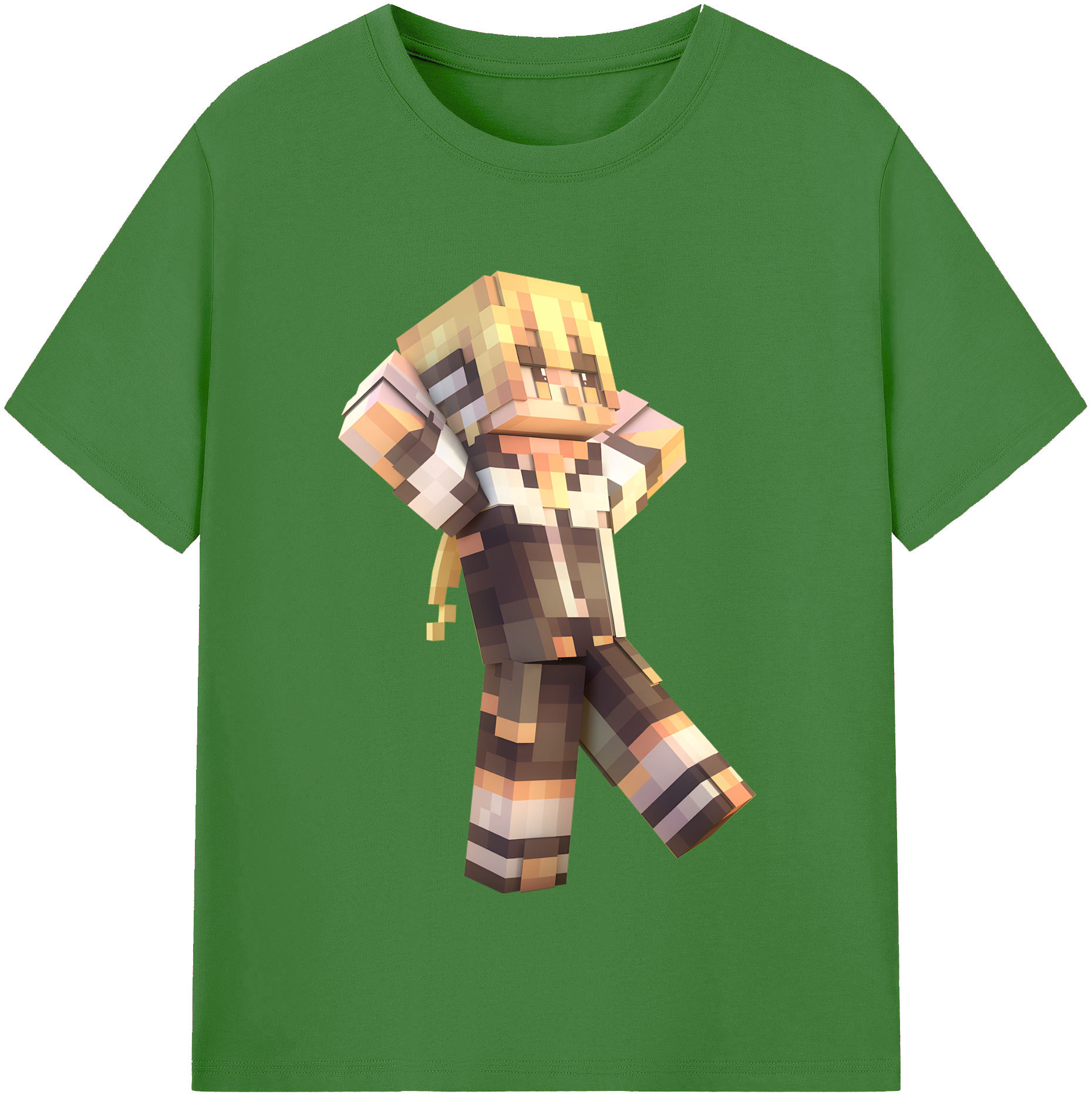 （画像用） マインクラフト ブロックの世界 Minecraft MC Block world レディースカジュアルプリントTシャツ（綿100％）